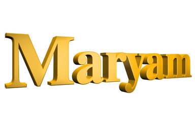 3D Maryam text on white background