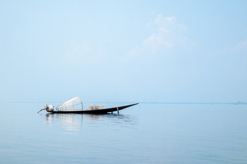 Fishing boat in Inle Lake,Shan State, Myanmar