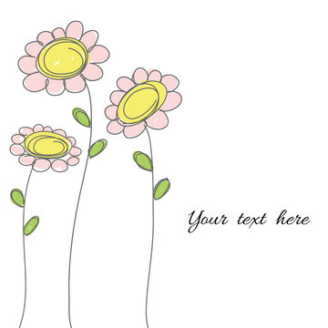 yellow and pink pastel color flowers doodle with space for your