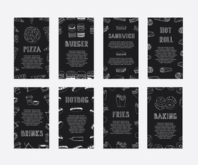 Hand drawn fast food cards.