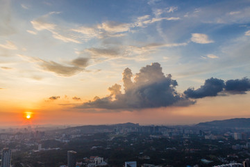 beautiful sunset  clouds over Kuala Lumpur