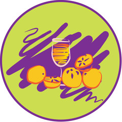 watercolor oranges and wine