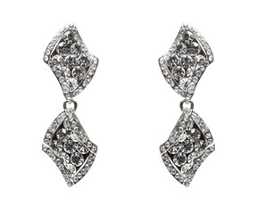 earrings with Briliant on the white