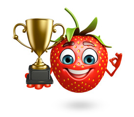 Fototapeta premium Cartoon character of strawberry