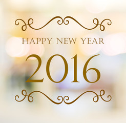 Happy New Year 2016 year on abstract blur festive bokeh backgrou