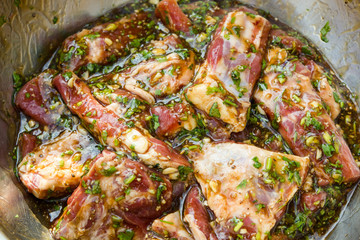 Pork ribs barbecue sliced grilled