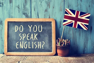 Deurstickers text do you speak english? in a chalkboard, filtered © nito