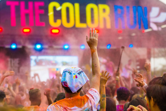 Crowds of unidentified people at The Color Run  in Singapore