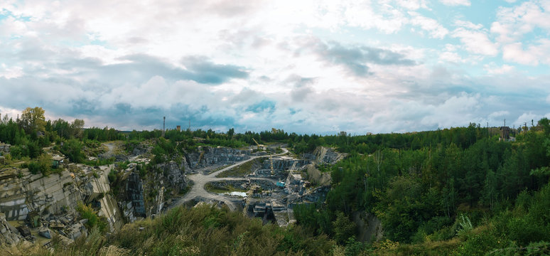 panorama Granite quarry in the summer Ural Ekaterinburg