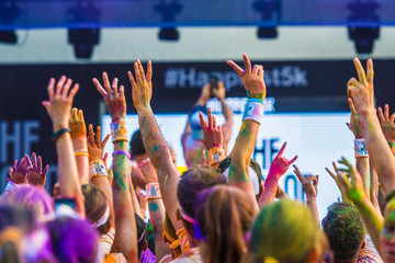 Crowds of unidentified people at The Color Run  in Singapore
