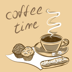 Cup of coffee for menu.Vector illustration.