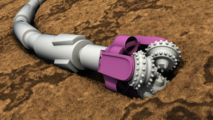 drill boring ground, 3d render