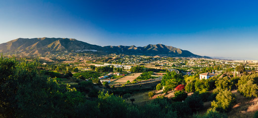 Panoramic View Of Cityscape Of Mijas in Malaga, Andalusia, Spain