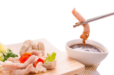 Steamed pork and Meat ball Spicy Dip