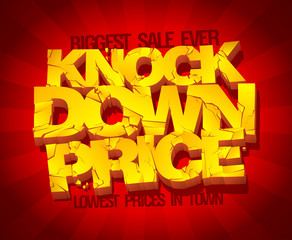 Knock down price sale banner.