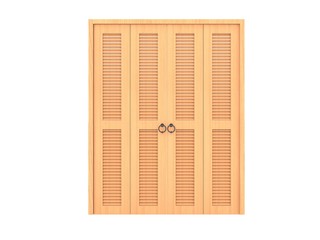 wood folding door with grill ,3d