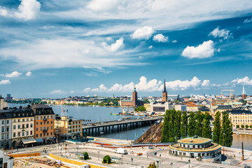 Scenic summer scenery of the Old Town in Stockholm, Sweden