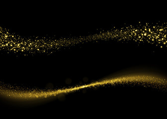Glittering gold dust tail. Twinkling glitter.