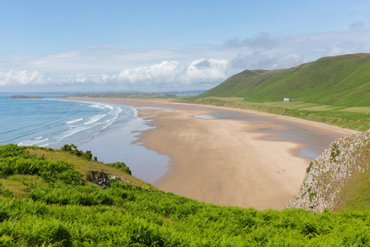 The Gower South Wales Rhossili beach in summer