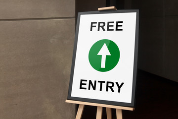 Frame with free entry poster