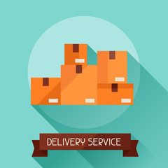 Delivery service icon on background in flat design style