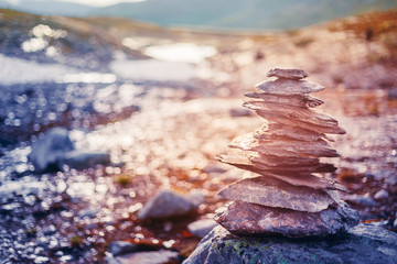 Stack Of Rocks On Norwegian Mountain, Norway Nature