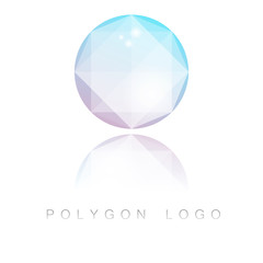 Modern style circle polygon logo with reflection.
