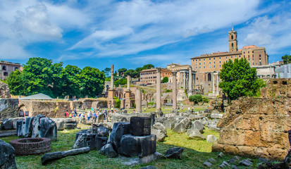 every year thousands of tourist stroll through ruins of forum romanum in italian capital rome,...