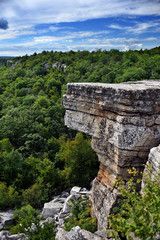 Massive rocks and view to the valley at Minnewaska State Park Reserve Upstate NY during summer time