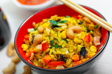 Fried rice on table