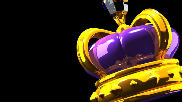 Crown With Big Diamond On Black Text Space