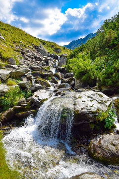 Beautiful waterfall,Transfagarasan mountain road, Romanian Carpathians
