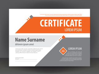 Vector modern light gray & orange certificate or diploma design print template - 90000227