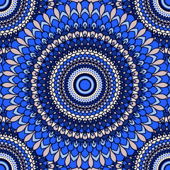 Hand-drawing seamless ornamental floral abstract bright background with many details for design of silk neckerchief or printing on textile or use in design for card, invitation or banner cover