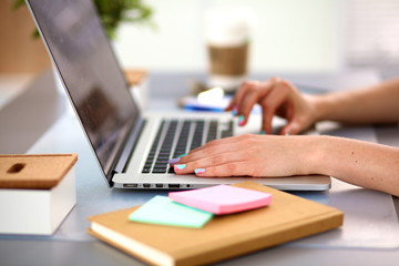 Young businesswoman working on a laptop