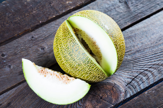 Melon on a wooden table