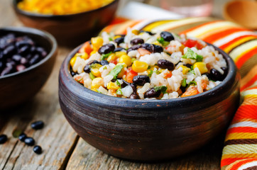 Lime black beans corn rice