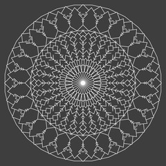 hand-drawing ornamental ethnic lace mandala white round. Handmade abstract artwork for use in design