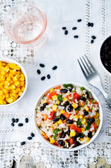 Lime black beans corn rice