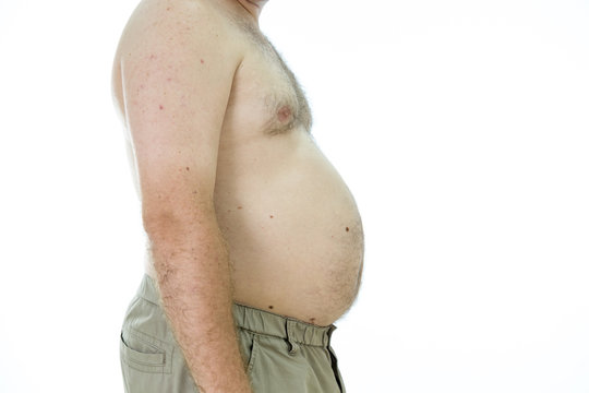 Man with fat stomach