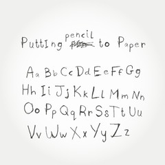 Hand Drawn Vector Alphabet text. Handwriting style. Vector illustration.