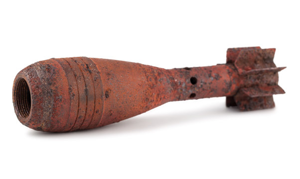 Old Rusty Mortar Bomb Without A Detonator