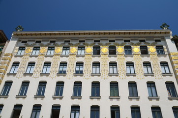 Viennese row houses at the viennese Naschmarkt. Architecture of otto wagner in Vienna, Austria