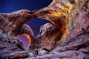Fotobehang A night shot of Double Arch, Arches National Park, Utah © ipivorje
