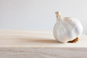 closeup of a garlic on a kitchen table