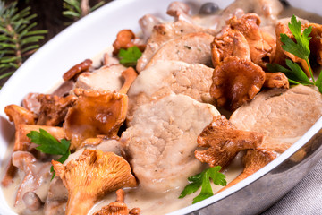 Pork tenderloin with Chanterelle sauce