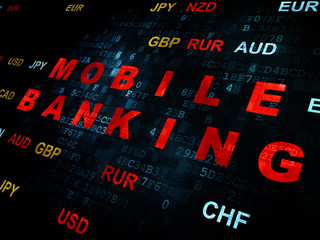 Currency concept: Mobile Banking on Digital background