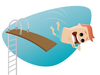 sprungbrett springen business mann lustig