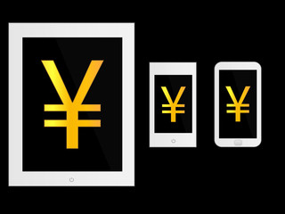 Fototapeta premium White Mobile Devices with Yen Sign