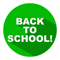 Icono redondo texto BACK TO SCHOOL verde
